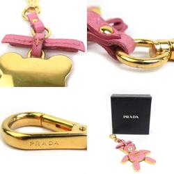 PRADA Charm Metal Leather Gold Pink Women's e59263g