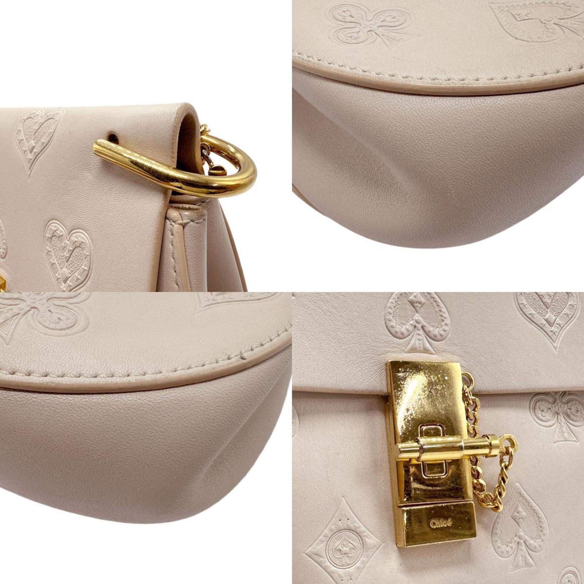 Chloé Chloe Drew Leather Shoulder Bag Light Beige Women's Z2545