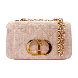 Christian Dior Shoulder Bag 30 Montaigne Tweed Leather Pink Beige Gold Women's z2526