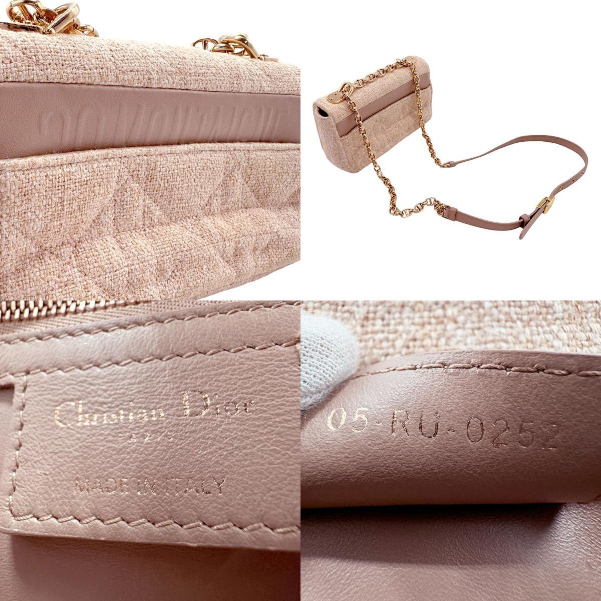 Christian Dior Shoulder Bag 30 Montaigne Tweed Leather Pink Beige Gold Women's z2526