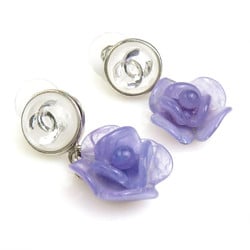 CHANEL Earrings Coco Mark Camellia Metal Resin Silver Purple White Women's e59287g