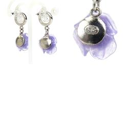 CHANEL Earrings Coco Mark Camellia Metal Resin Silver Purple White Women's e59287g