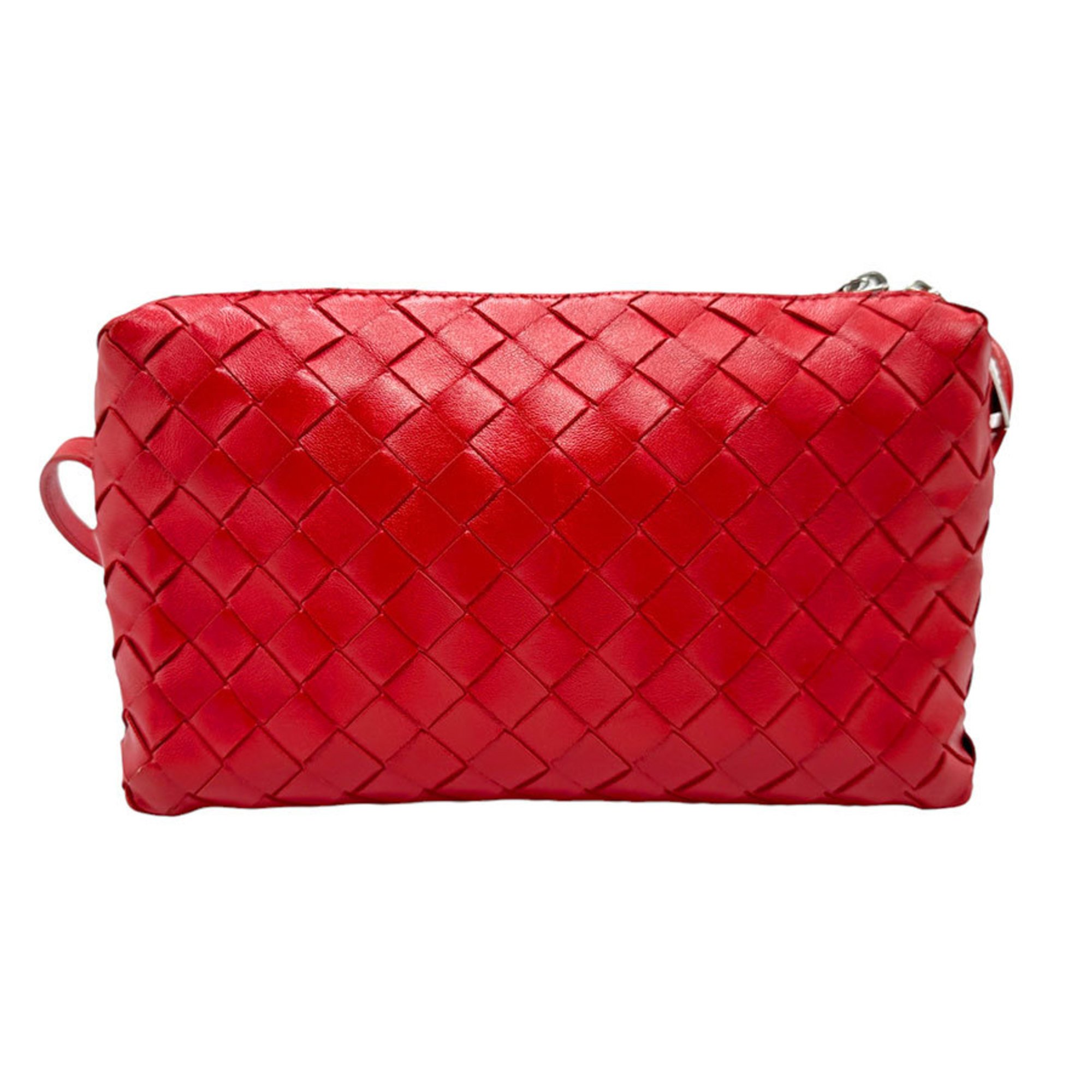 BOTTEGA VENETA Shoulder Bag Intrecciato Leather Red Women's z2520