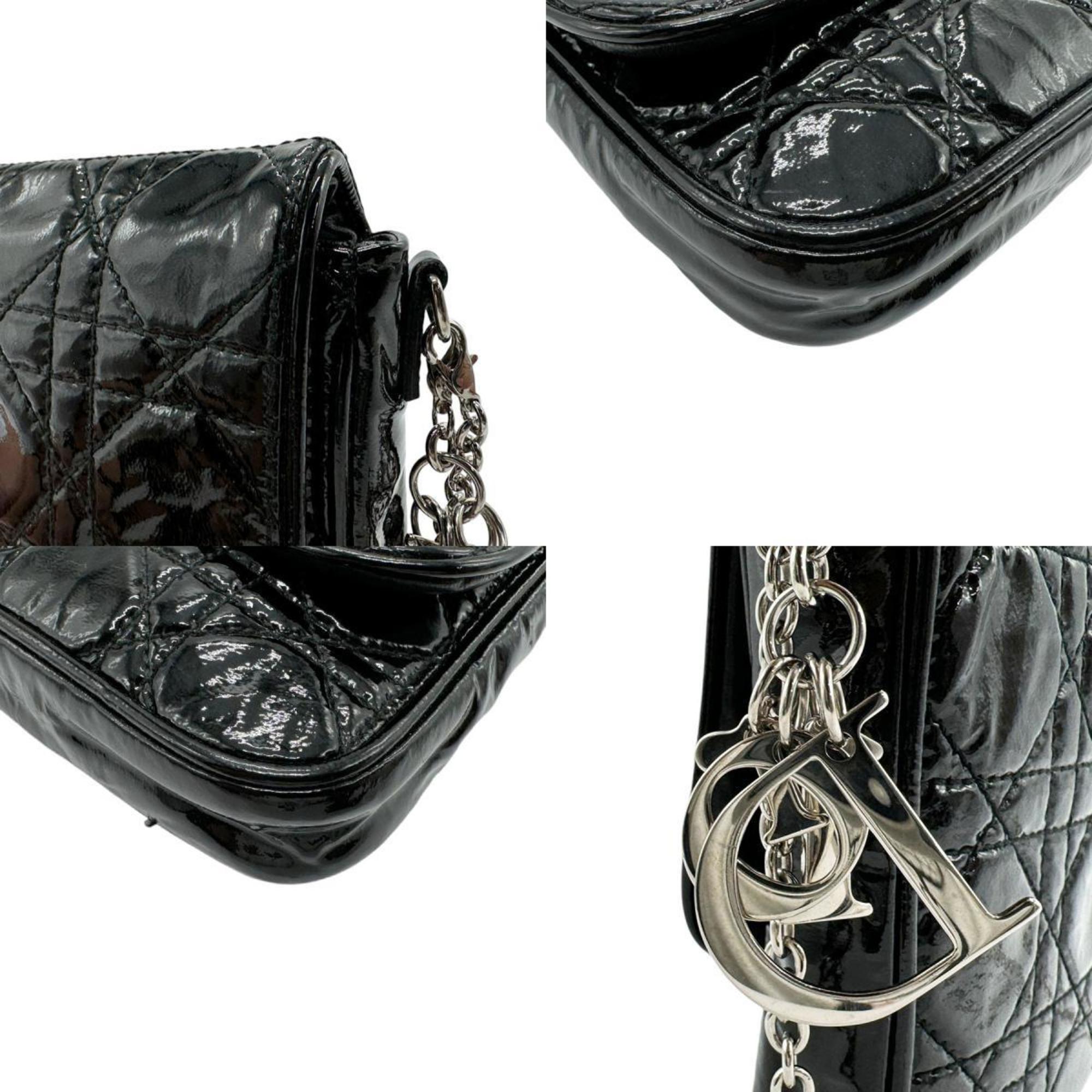 Christian Dior Shoulder Bag Patent Leather Black Women's z2511