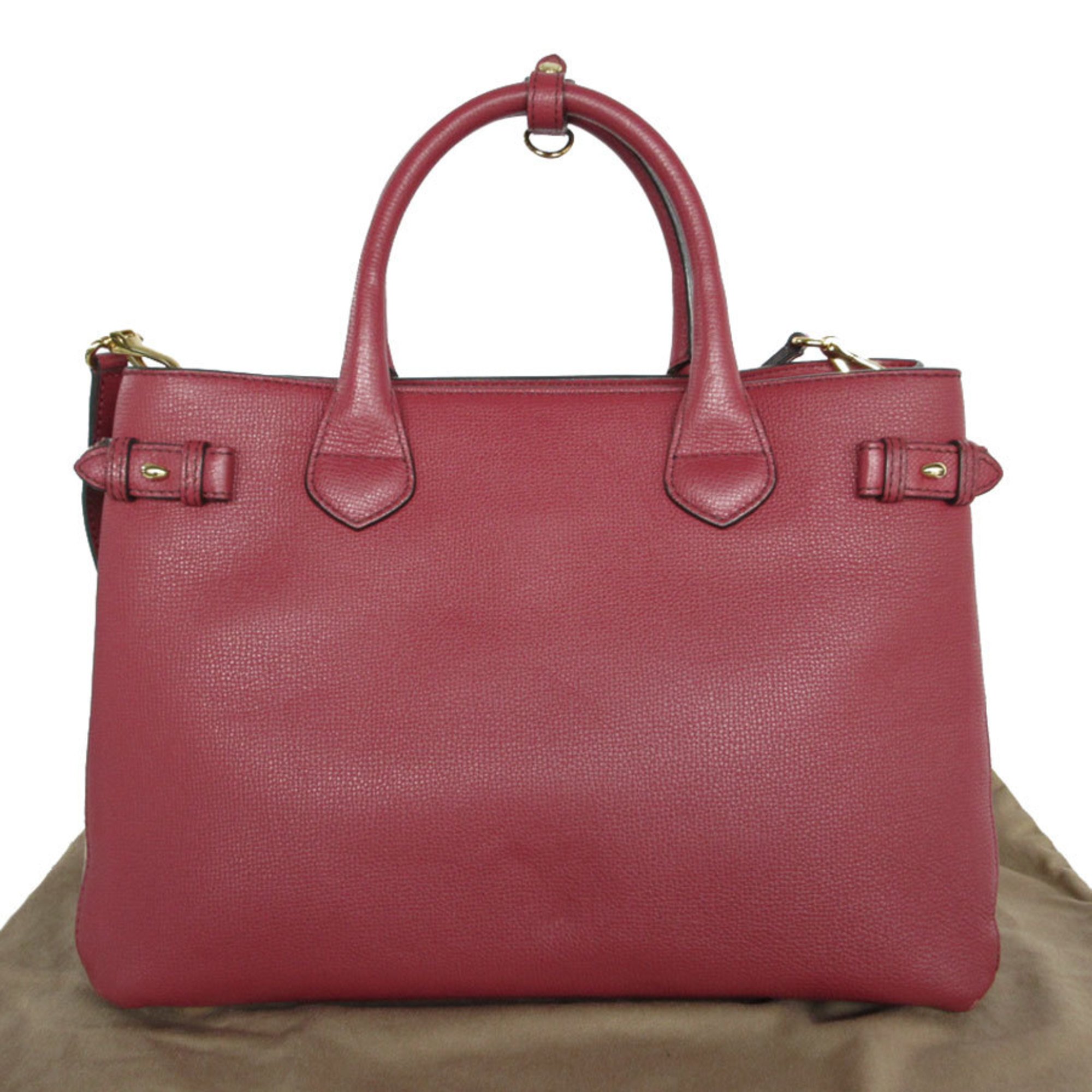 Burberry Handbag Shoulder Bag Leather Red Women's s0318g