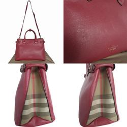 Burberry Handbag Shoulder Bag Leather Red Women's s0318g