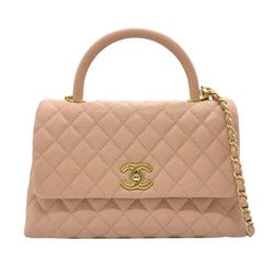 CHANEL Handbag Shoulder Bag Coco Handle 29 Caviar Skin Leather Pink Beige Gold Women's z2525