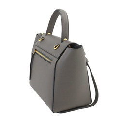 CELINE Belt Bag Micro 2way Hand Shoulder Leather Grey 180153 Gold Hardware