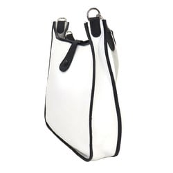 Hermes Evelyne GM Shoulder Bag Taurillon Clemence White Black Silver Hardware