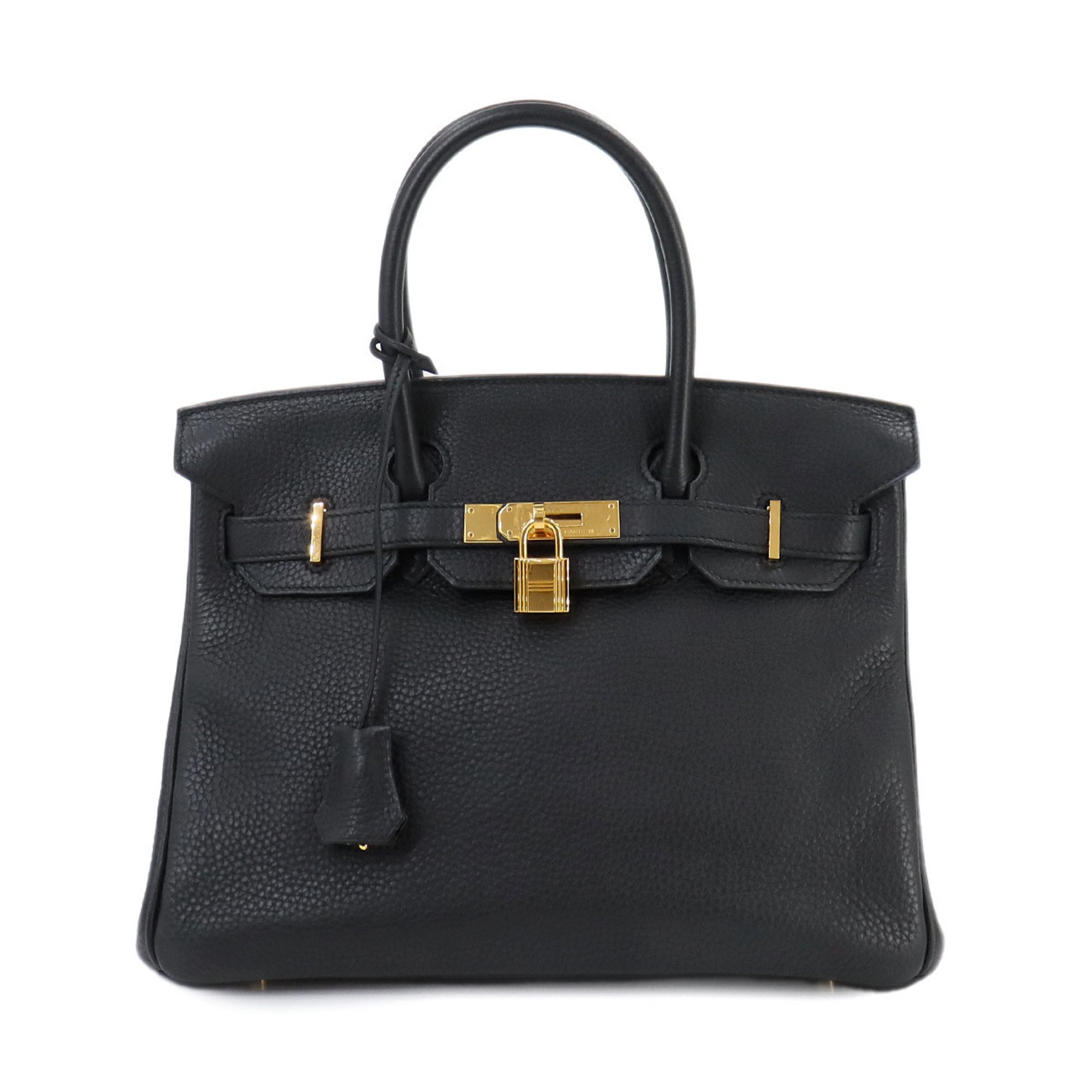 Hermes Birkin 30 Handbag Taurillon Clemence Black A Stamp Gold Hardware