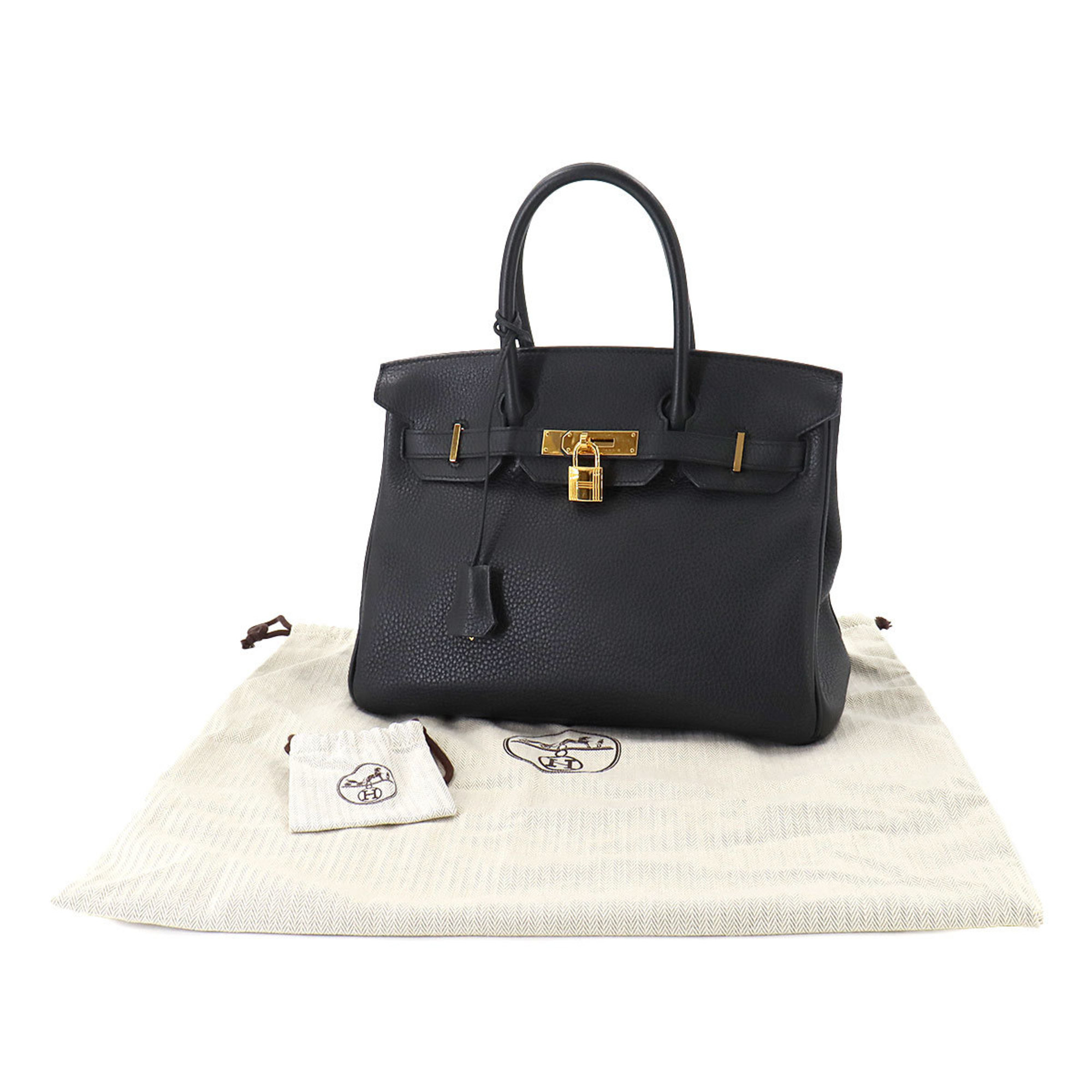 Hermes Birkin 30 Handbag Taurillon Clemence Black A Stamp Gold Hardware