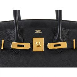 Hermes Birkin 30 Handbag Taurillon Clemence Black A Stamp Gold Hardware