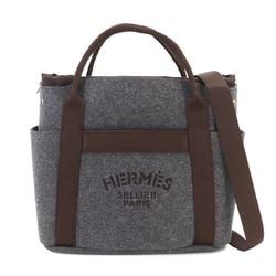 Hermes Sac De Pansage Groom 2-way tote shoulder bag felt grimoire brown Y stamp