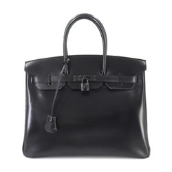 Hermes Birkin 35 So Black Box Calf Handbag □O Stamp Metal Fittings