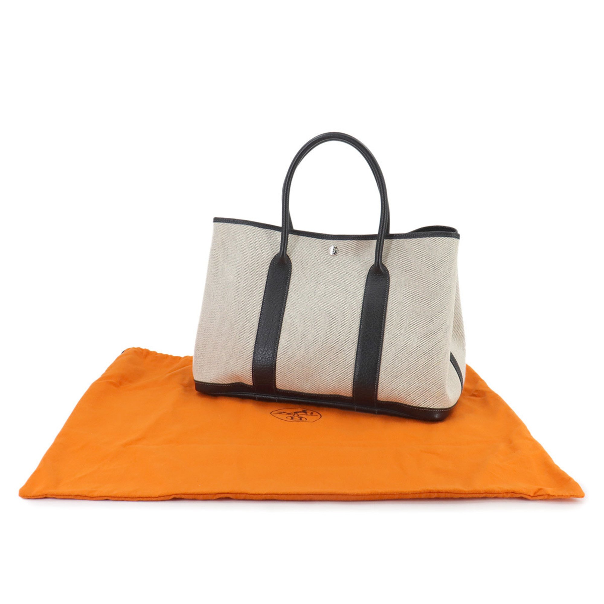 Hermes Garden PM Toile H Leather Beige Black J Stamp Party