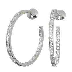 Cartier Classic Hoop Diamond Earrings K18WG White Gold 750 Pierced