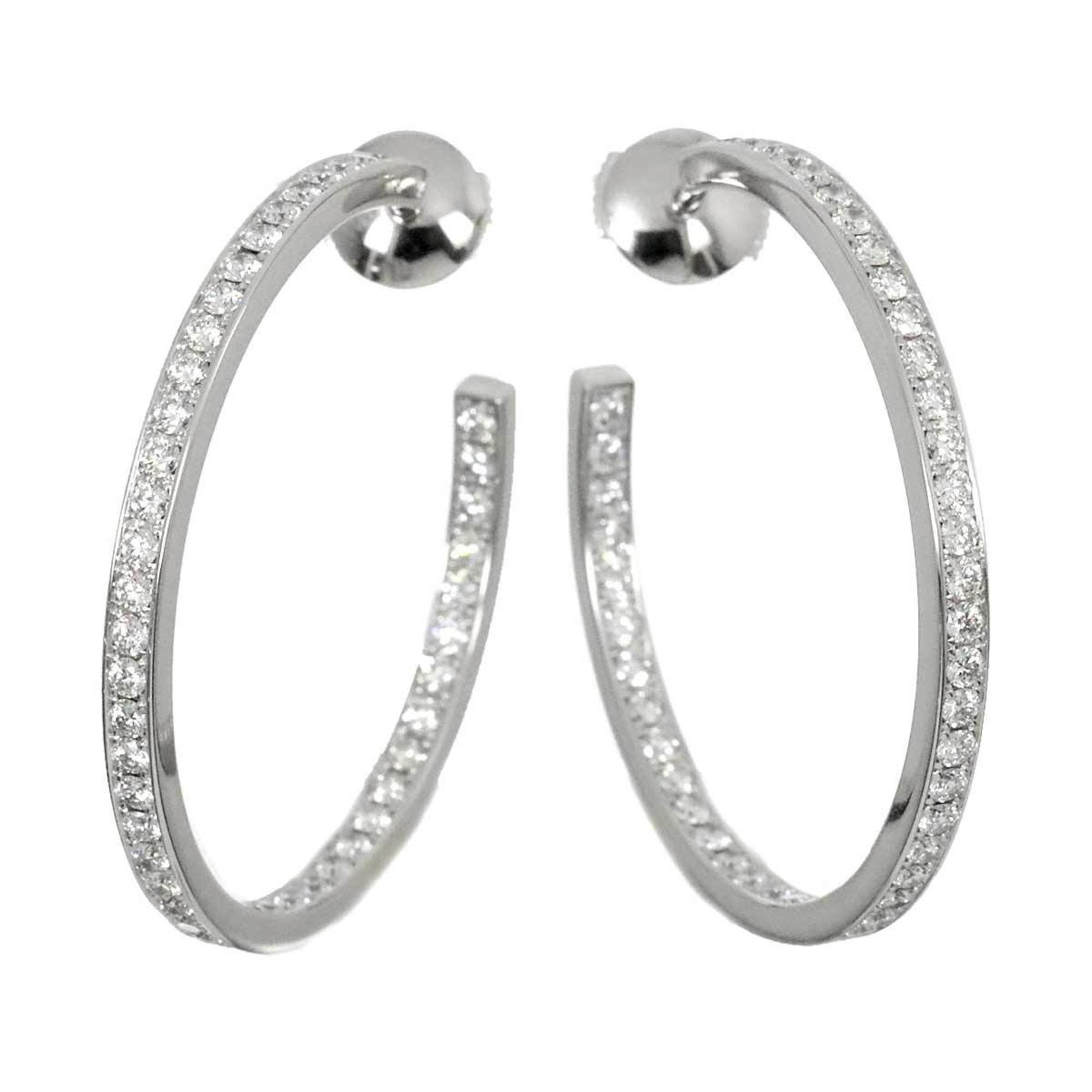 Cartier Classic Hoop Diamond Earrings K18WG White Gold 750 Pierced