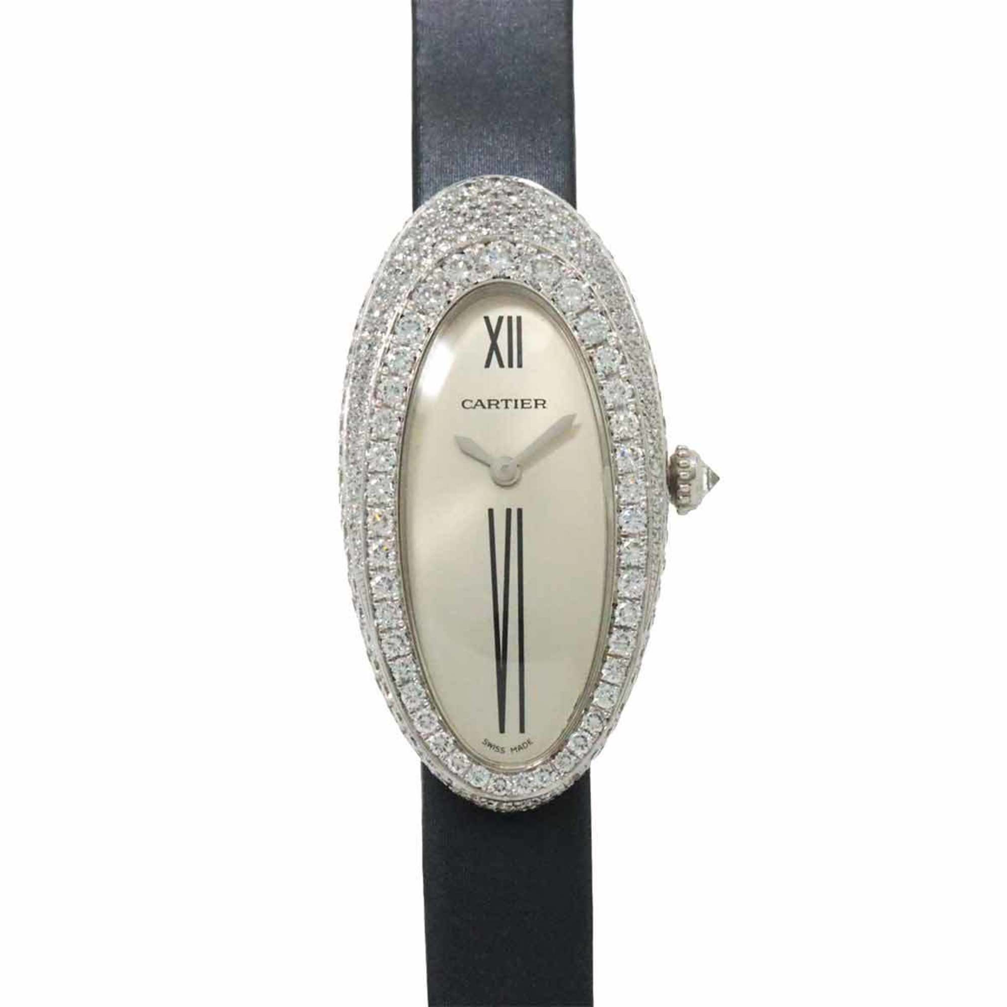 Cartier Alcyone WJ300431 Ladies Watch Case Bezel Diamond Silver K18WG Quartz