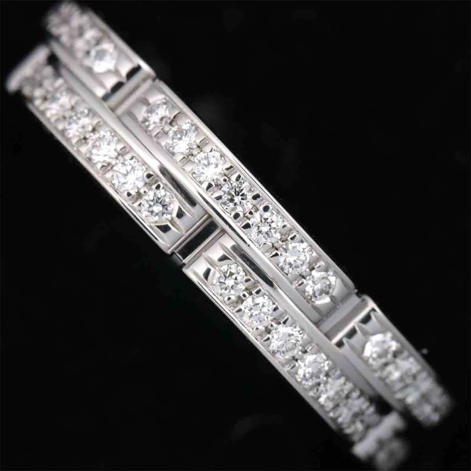 Cartier Maillon Panthere 2-row #49 ring, half diamond, K18WG, white gold, 750