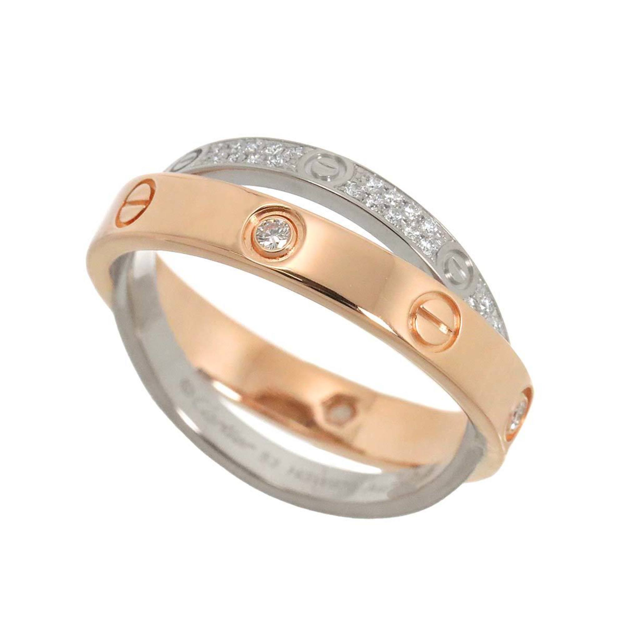 Cartier Be Love #53 Ring Full Pave Diamonds K18 WG PG White Pink Gold 750 LOVE Diamond