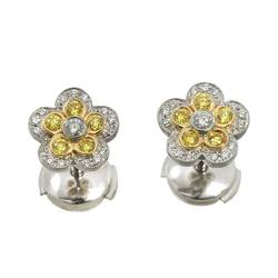 Tiffany & Co. Garden Flower Diamond Earrings Pt Platinum K18 YG Yellow Gold 750 Pierced