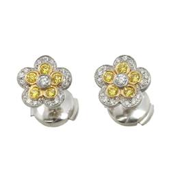 Tiffany & Co. Garden Flower Diamond Earrings Pt Platinum K18 YG Yellow Gold 750 Pierced