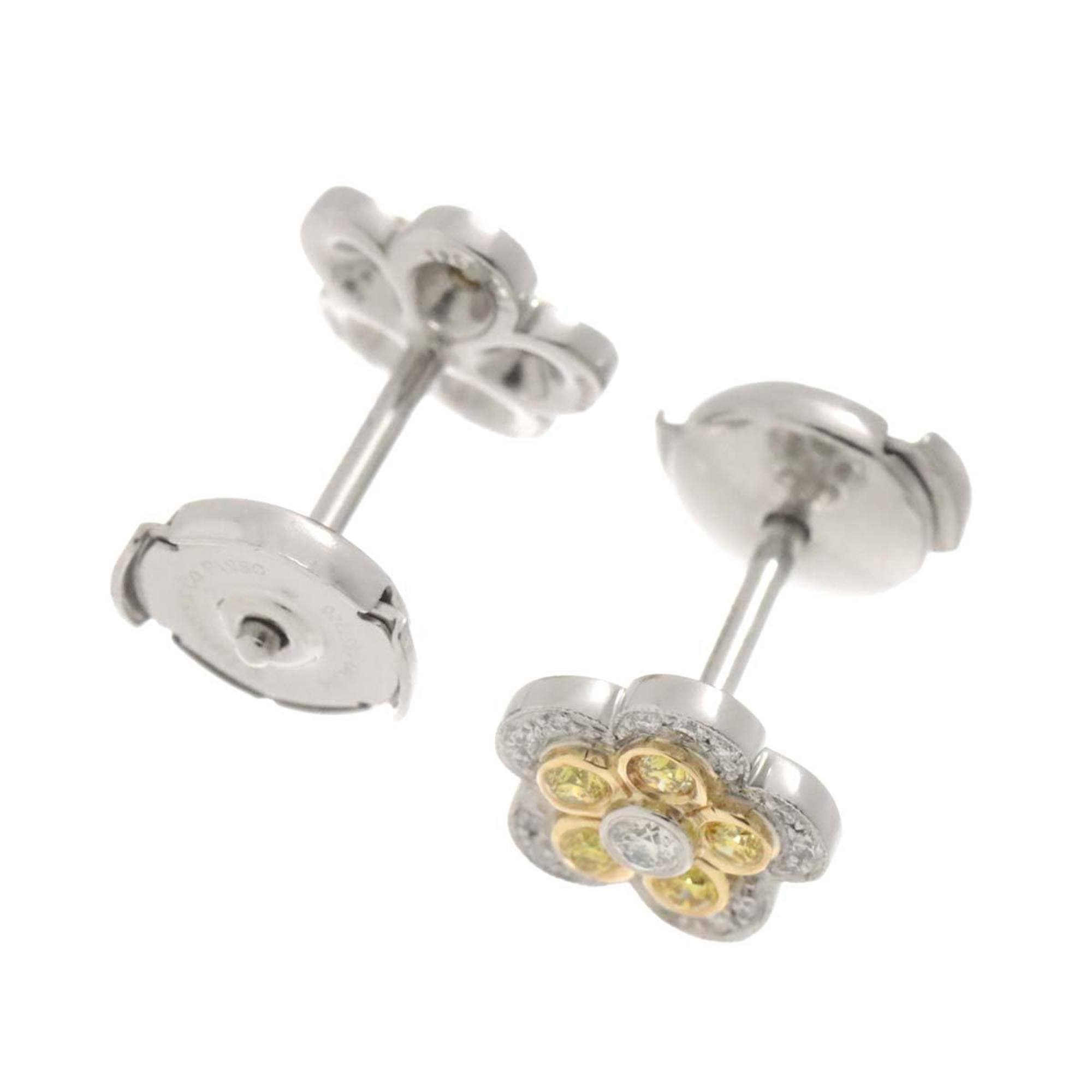 Tiffany & Co. Garden Flower Diamond Earrings Pt Platinum K18 YG Yellow Gold 750 Pierced