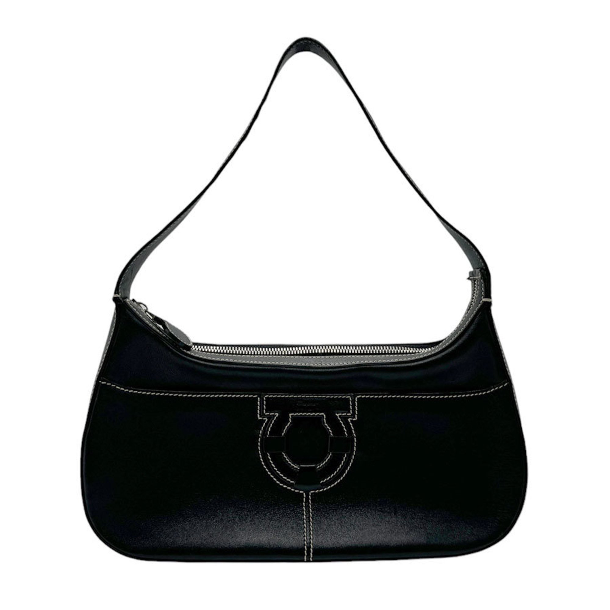 Salvatore Ferragamo Handbag Gancini Leather Black Women's n0423