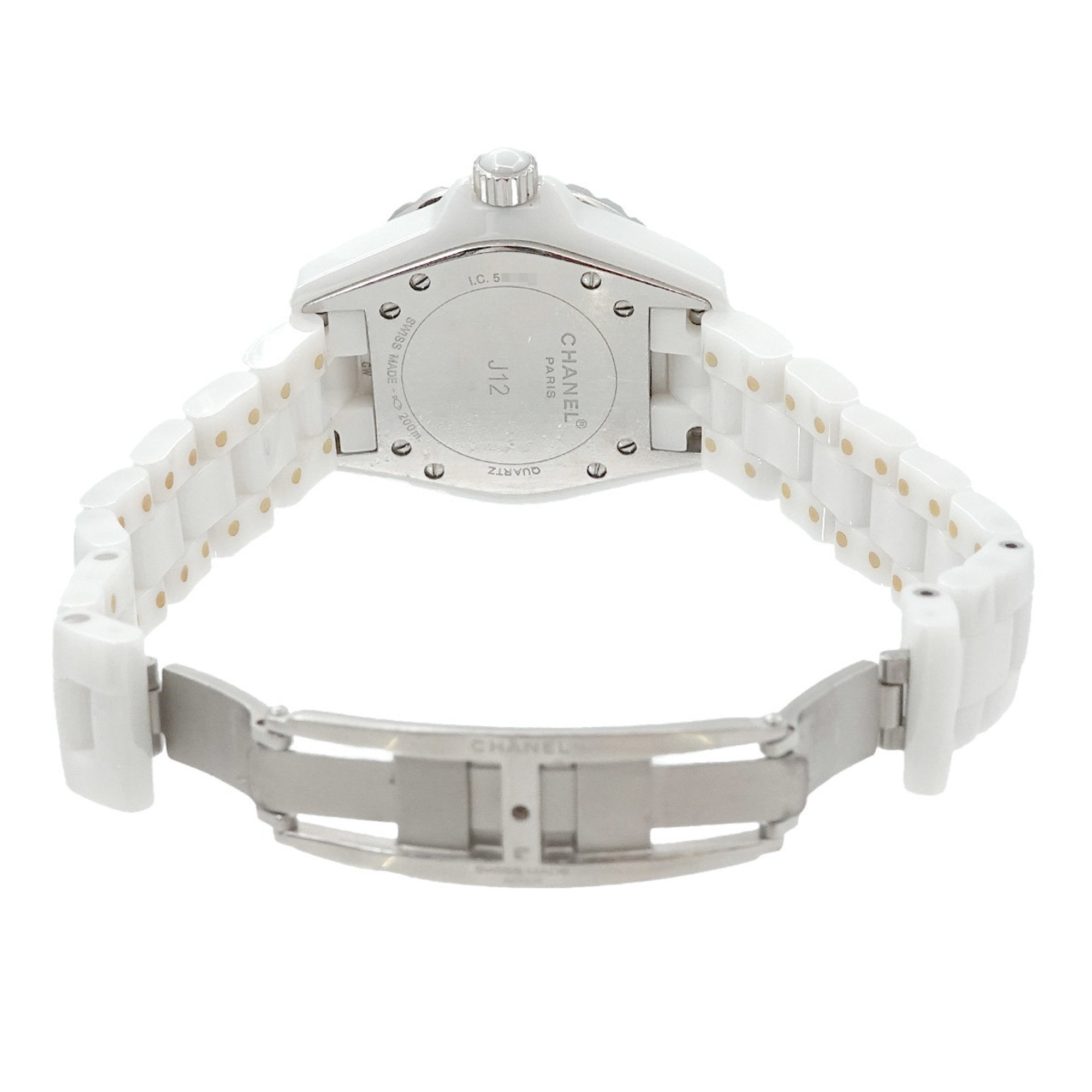 CHANEL J12 33mm H0968 Ladies Watch Date White Ceramic Quartz