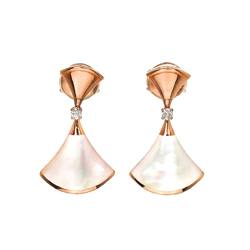 BVLGARI Diva Dream Shell Diamond Earrings K18 PG Pink Gold 750 Pierced