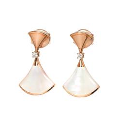 BVLGARI Diva Dream Shell Diamond Earrings K18 PG Pink Gold 750 Pierced