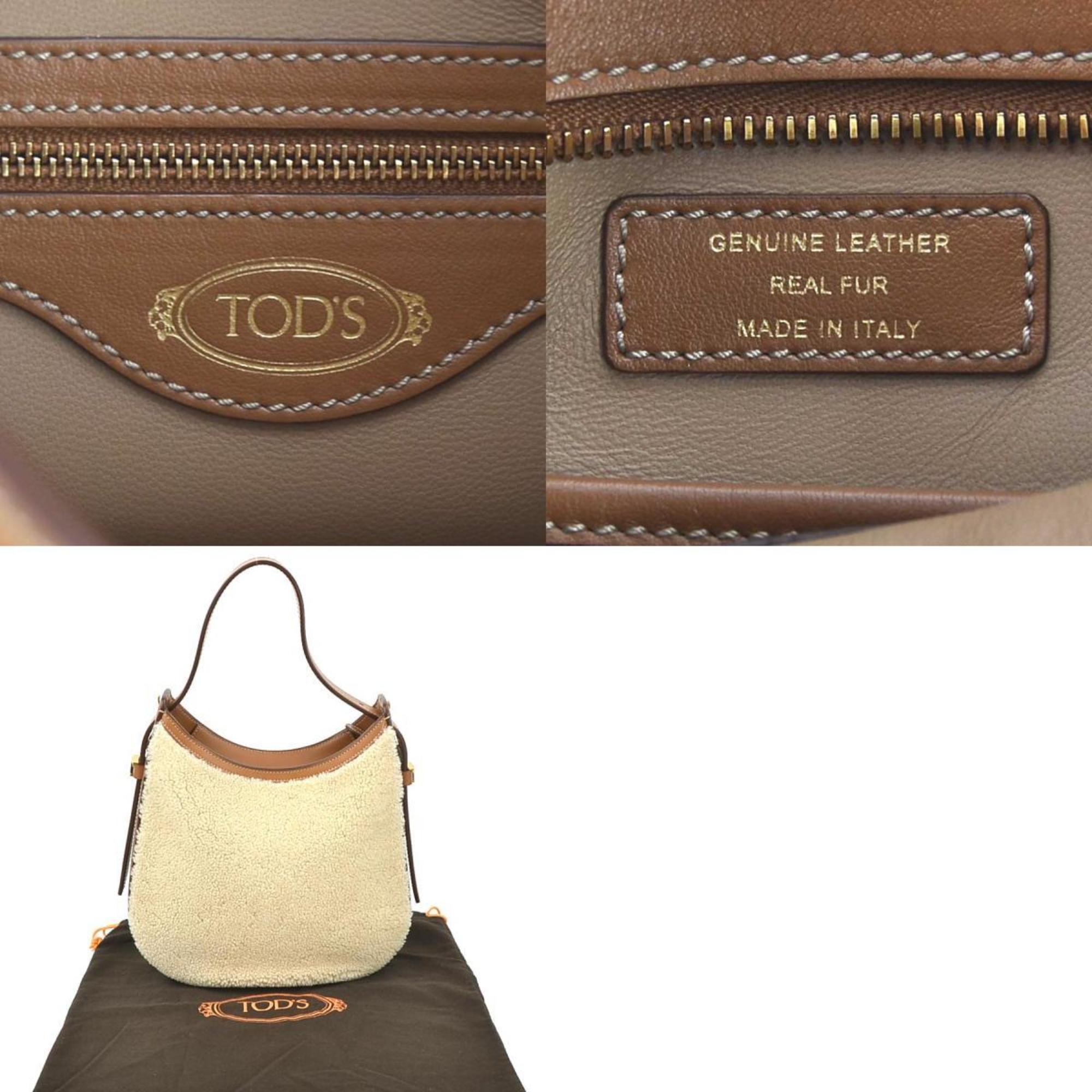 Tod's handbag in boa leather, brown and ivory, for women, 55737g