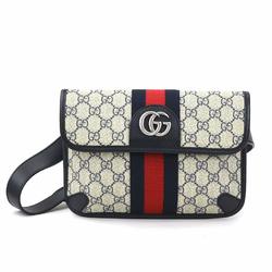 GUCCI Waist Bag Belt GG Marmont Supreme Canvas Navy Silver Men's 674081 e59275a