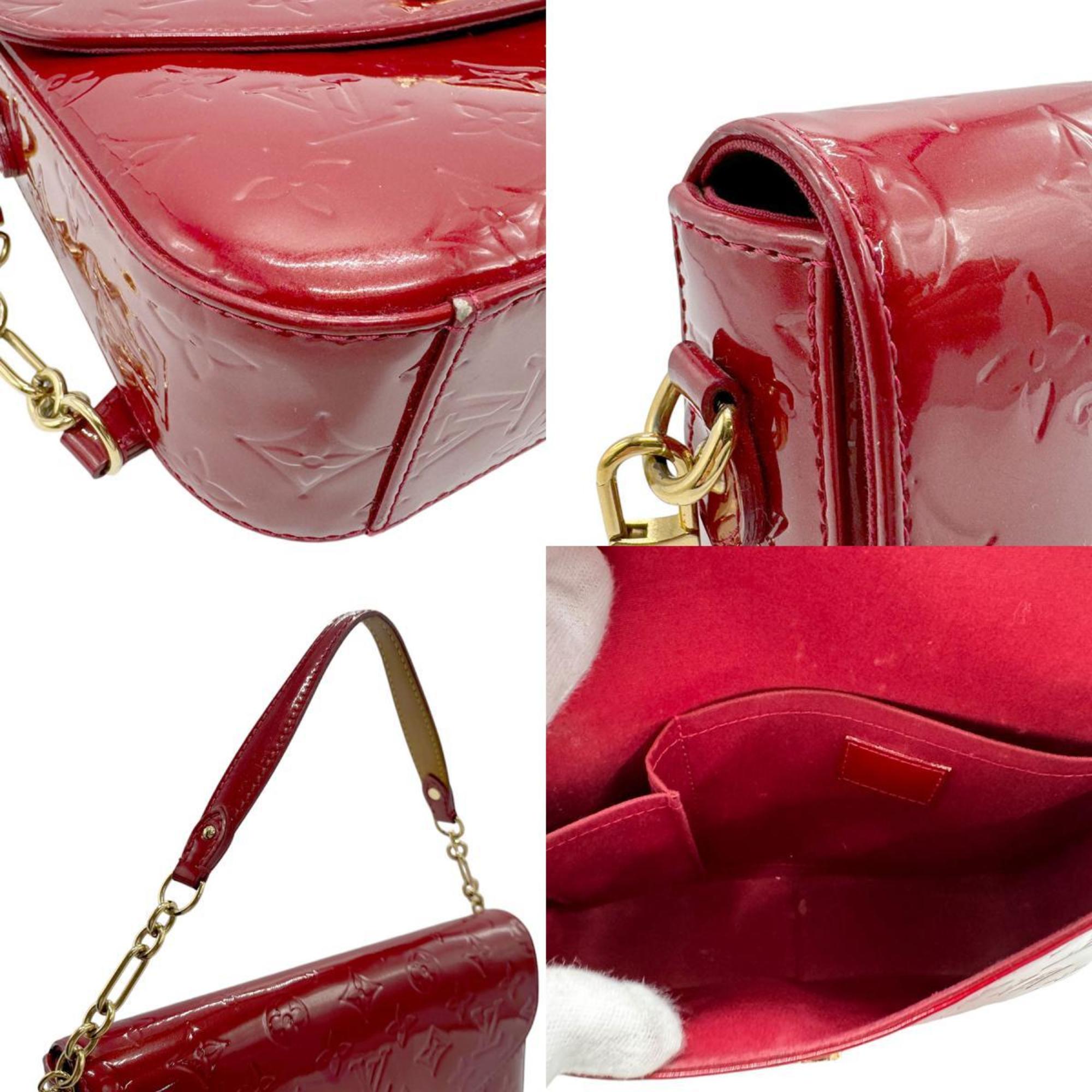 Louis Vuitton LOUIS VUITTON Shoulder Bag Monogram Vernis Rodeo Drive Patent Leather Dark Red Gold Women's z2485