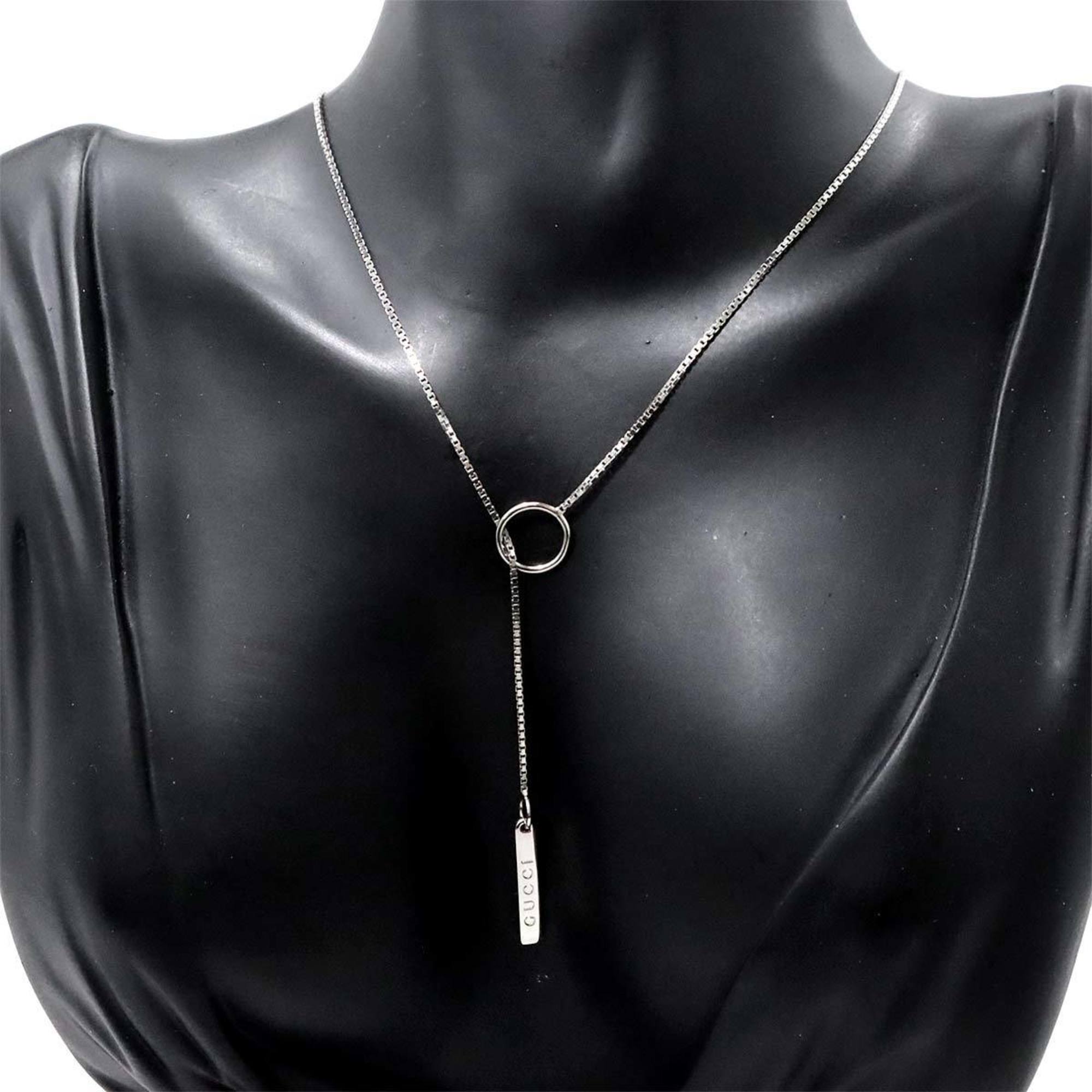 Gucci Lariat Necklace 51cm K18 WG White Gold 750