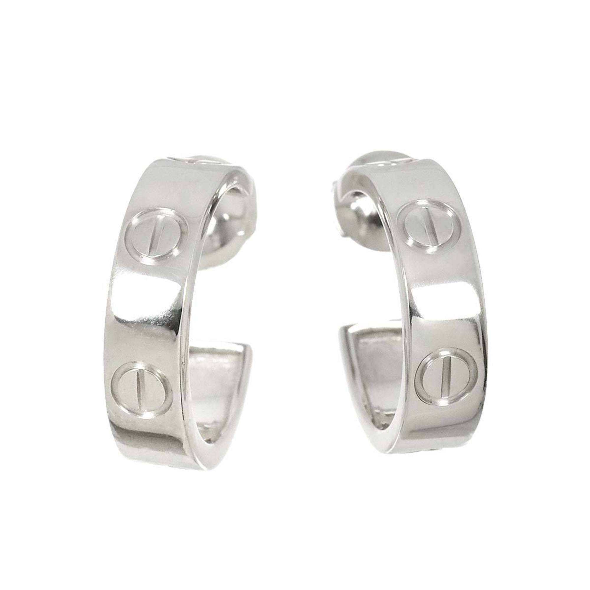 Cartier Love Earrings K18 WG White Gold 750 Hoop LOVE Pierced