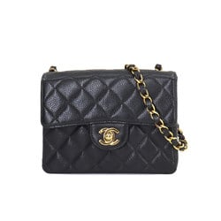 CHANEL Matelasse Chain Shoulder Bag Caviar Skin Black A01115 Gold Hardware Mini