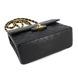 CHANEL Matelasse Chain Shoulder Bag Caviar Skin Black A01115 Gold Hardware Mini