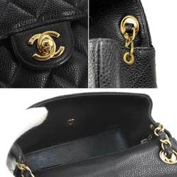 CHANEL Matelasse Chain Shoulder Bag Caviar Skin Black A01115 Gold Hardware Mini