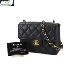 CHANEL Matelasse Chain Shoulder Bag Caviar Skin Black A01115 Gold Hardware Mini