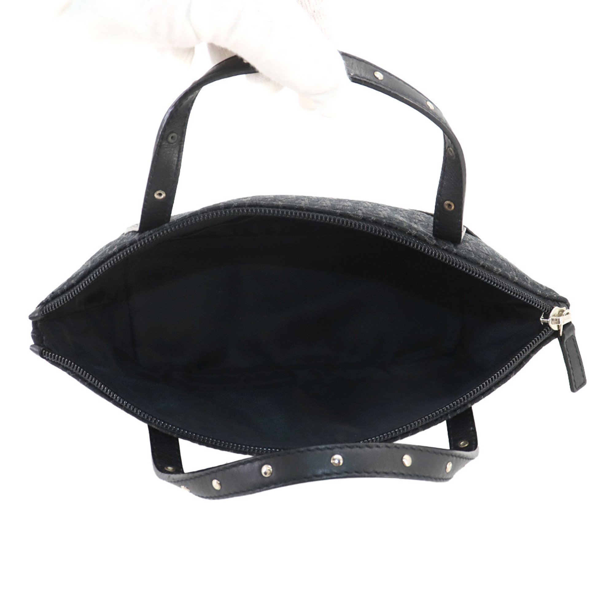 Christian Dior Street Chic Trotter Handbag Canvas Leather Black