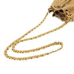 CHANEL Triple Coco Chain Shoulder Bag Caviar Skin Leather Beige Gold Hardware