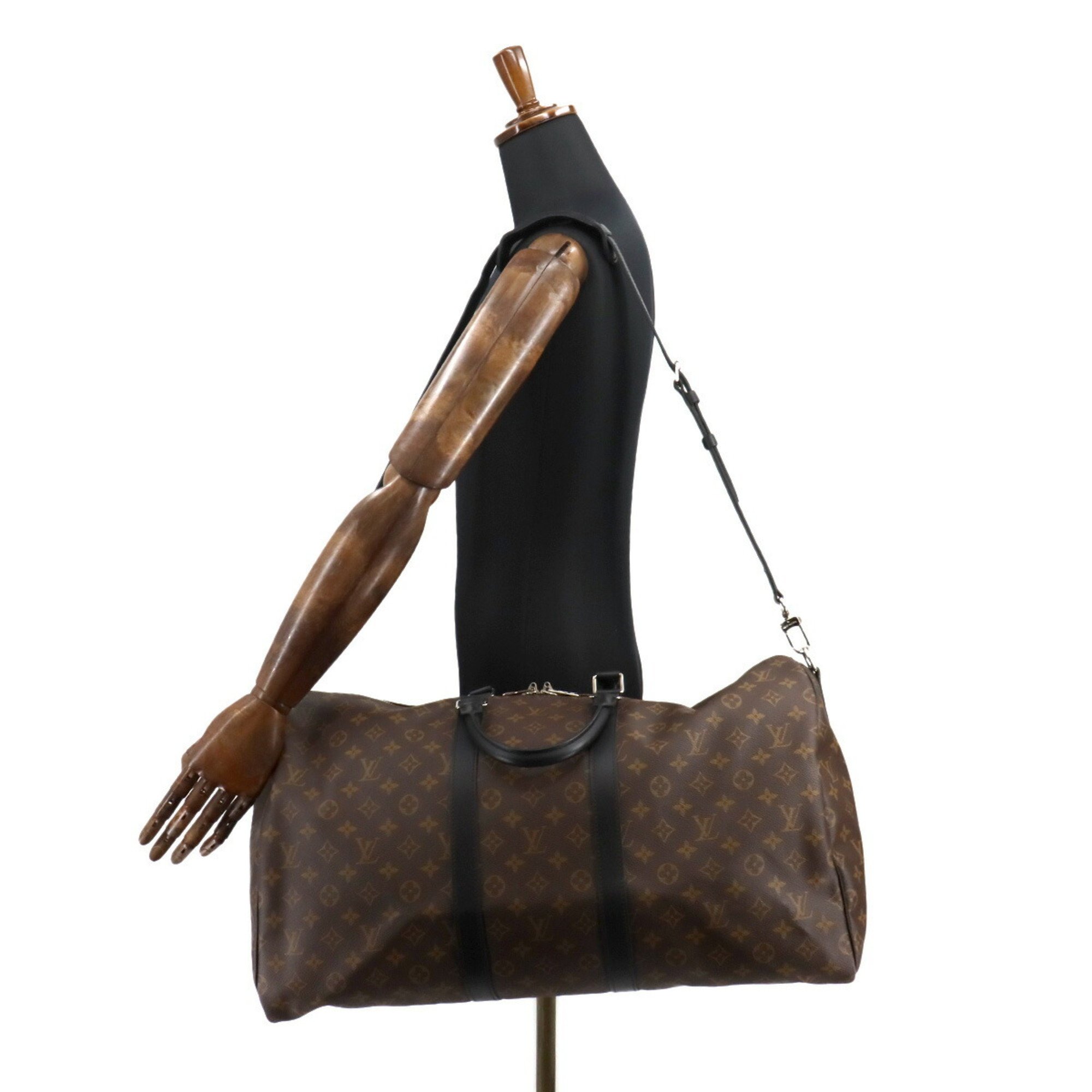 Louis Vuitton LOUIS VUITTON Monogram Macassar Keepall Bandouliere 55 2way Boston Shoulder Bag Brown Black M56714