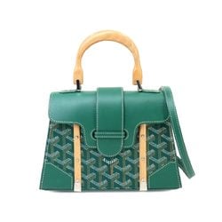 GOYARD Saigon Structured 2way Hand Shoulder Bag Leather Beechwood Green Herringbone Saigoni Structure Mini