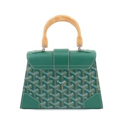 GOYARD Saigon Structured 2way Hand Shoulder Bag Leather Beechwood Green Herringbone Saigoni Structure Mini