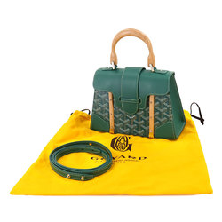 GOYARD Saigon Structured 2way Hand Shoulder Bag Leather Beechwood Green Herringbone Saigoni Structure Mini