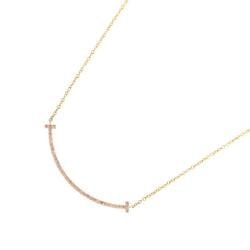 Tiffany & Co. T Smile Pink Diamond Necklace 40cm Small K18 PG Gold 750