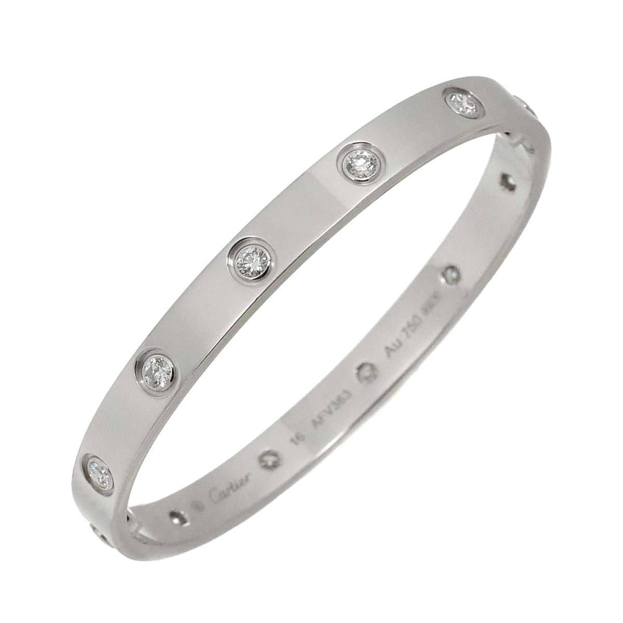 Cartier Love Bracelet Full Diamond #16 K18 WG White Gold 750 Bangle