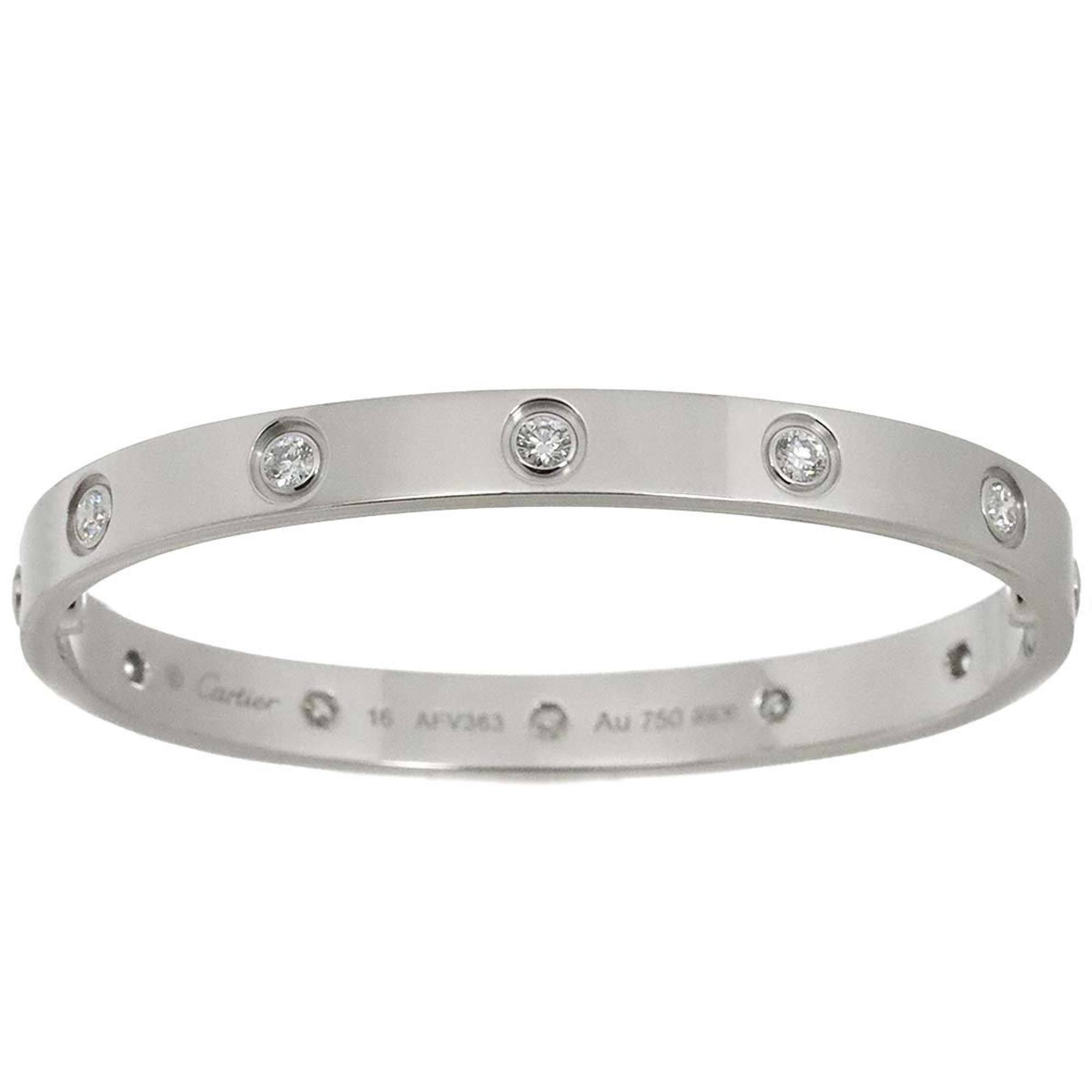 Cartier Love Bracelet Full Diamond #16 K18 WG White Gold 750 Bangle