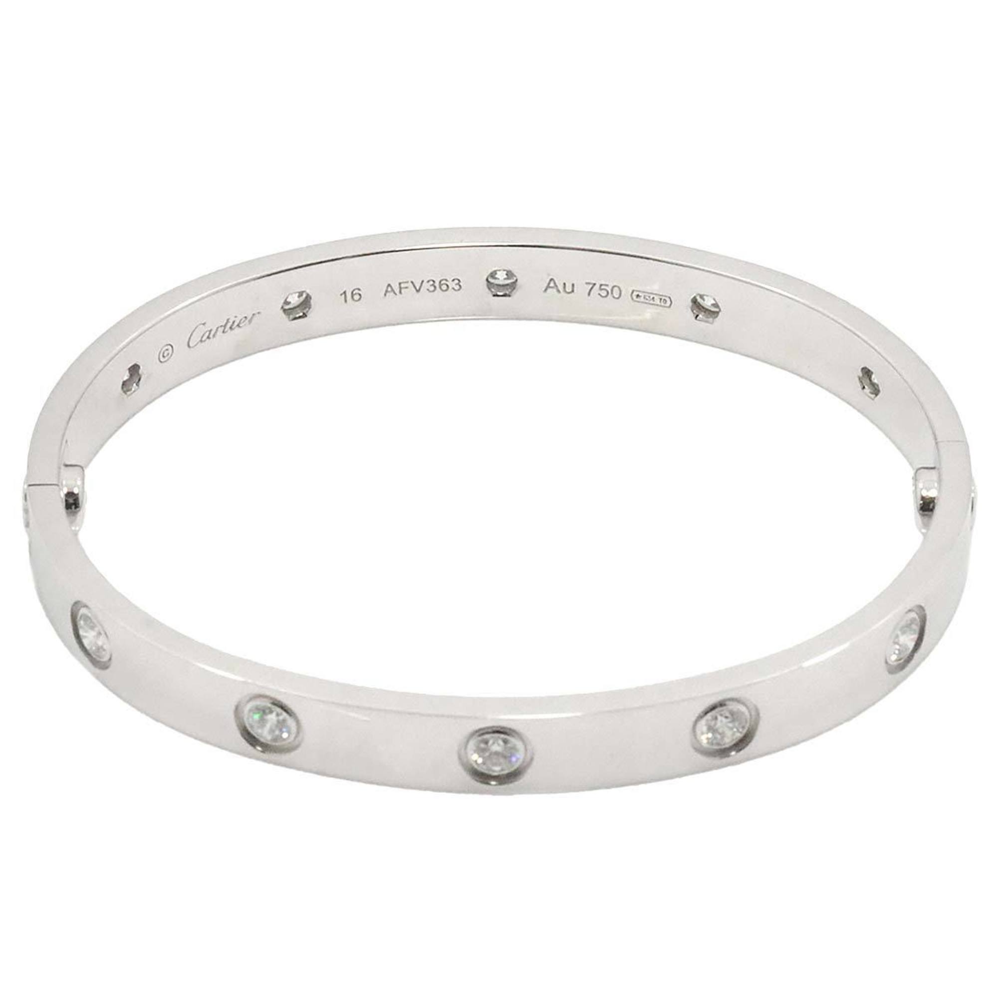 Cartier Love Bracelet Full Diamond #16 K18 WG White Gold 750 Bangle